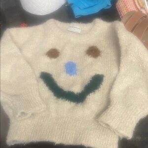 Kids Cream Sweater with Fun Smiley Design